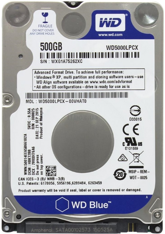 Жорсткий диск 2.5" WD Blue 500GB (WD5000LPCX) WD5000LPCX фото