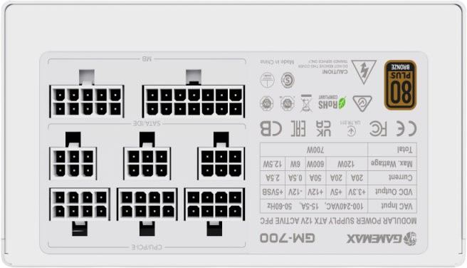 Блок живлення Gamemax GM Prime 700W 80+ Bronze (GM-700 Modular white) GM-700 Modular white фото