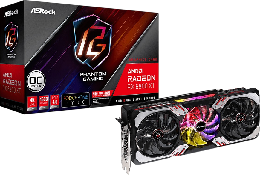 Відеокарта AMD Radeon RX 6800 XT 16GB ASRock Phantom Gaming D (RX6800XT PGD 16GO) Б/В RX6800XT PGD 16GO_USED фото