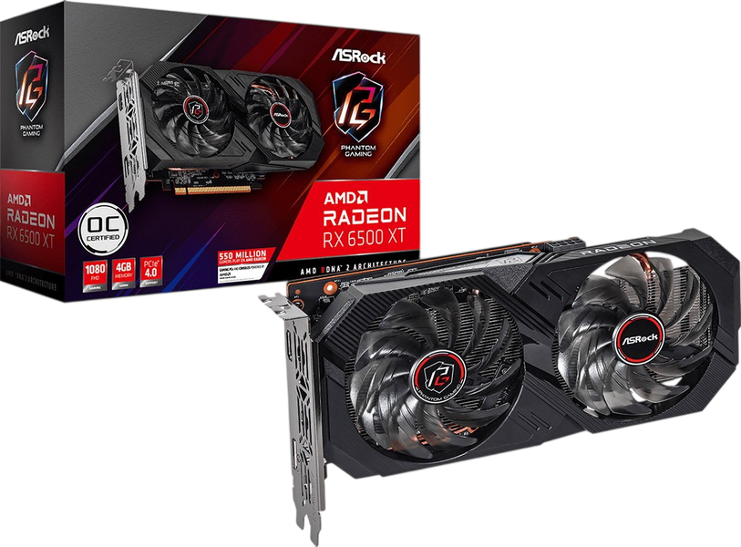 Відеокарта AMD Radeon RX 6500 XT 4GB ASRock Phantom Gaming D OC (RX6500XT PGD 4GO) Б/В RX6500XT PGD 4GO_USED фото