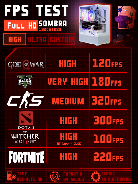 Игровой ПК Sombra (RTX 3060 Ti 8GB / Ryzen 5 5500 / 16GB DDR4 / SSD 512GB) SOMBRA-PC фото