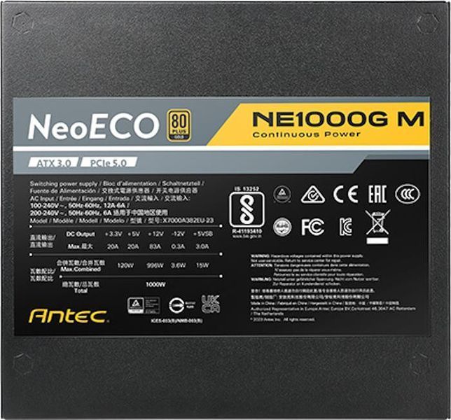 Блок живлення Antec Neo ECO ATX 3.0 NE1000G M ATX 3.0 NE1000G M ATX 3.0 фото